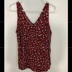 Red Leopard Print Old Navy V-Neck Tank Top Size M